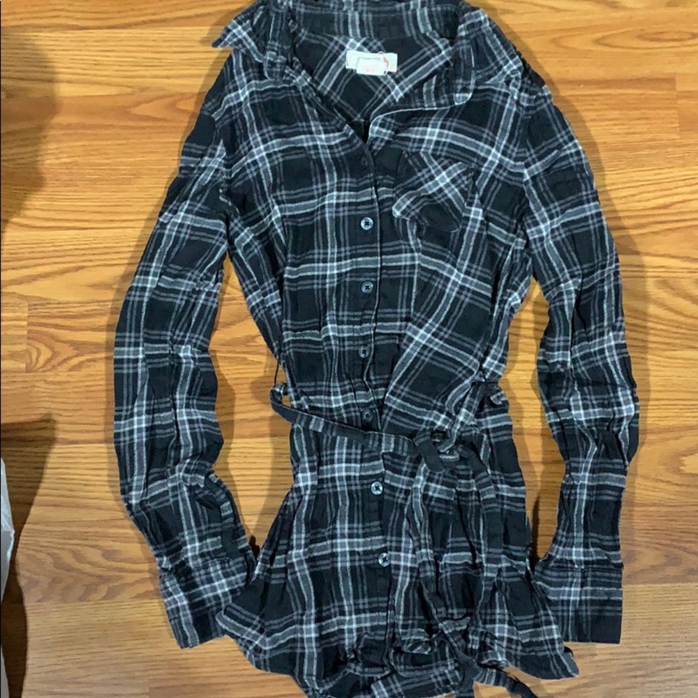 Flannel button up with belt